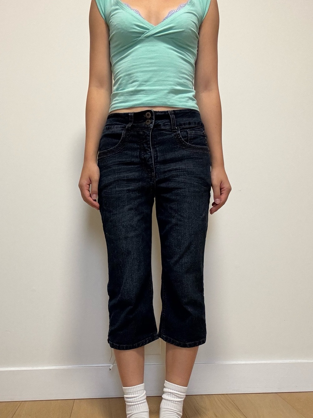 Vintage Denver Hayes Dark Blue Cropped Capri Jeans